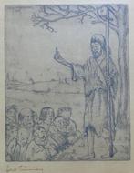 FELIX TIMMERMANS / JOHANNES / ZW-W ETS / 41x30cm / KADER SIG, Antiek en Kunst, Kunst | Litho's en Zeefdrukken, Ophalen of Verzenden