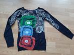 Desigual zwarte trui met kleurige figuren, Maat 38/40 (M), Zwart, Ophalen of Verzenden, Desigual