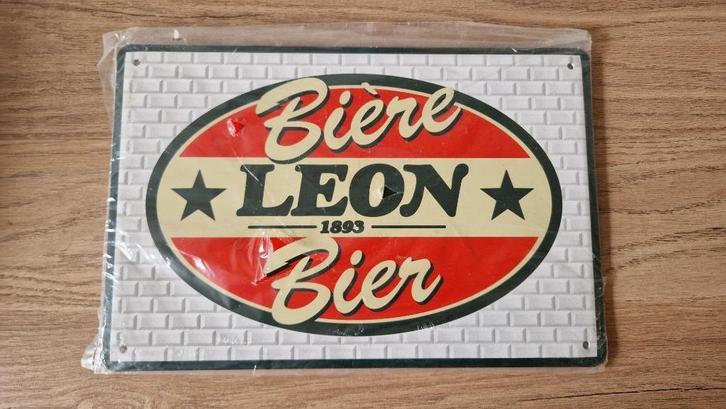 Decoratieve metalen plaat - LEON 1893 bier (nieuw), Verzamelen, Biermerken, Nieuw, Reclamebord, Plaat of Schild, Overige merken