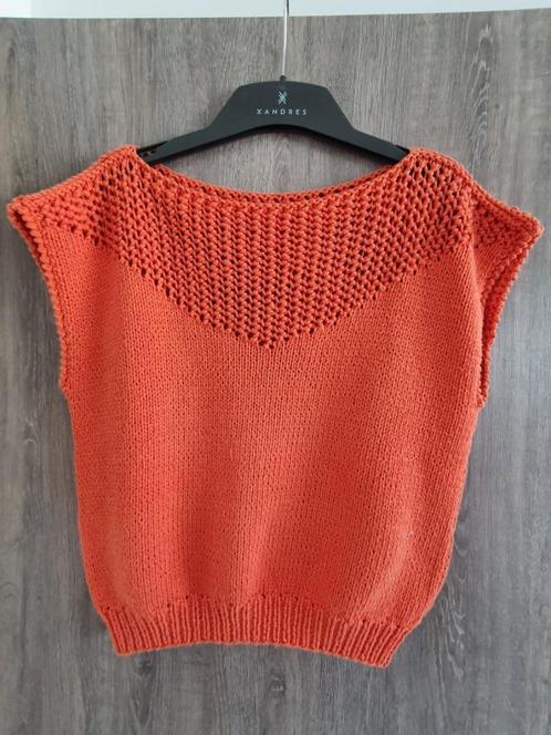 Handgebreide oranje top S/M, Kleding | Dames, Truien en Vesten, Zo goed als nieuw, Oranje, Ophalen of Verzenden