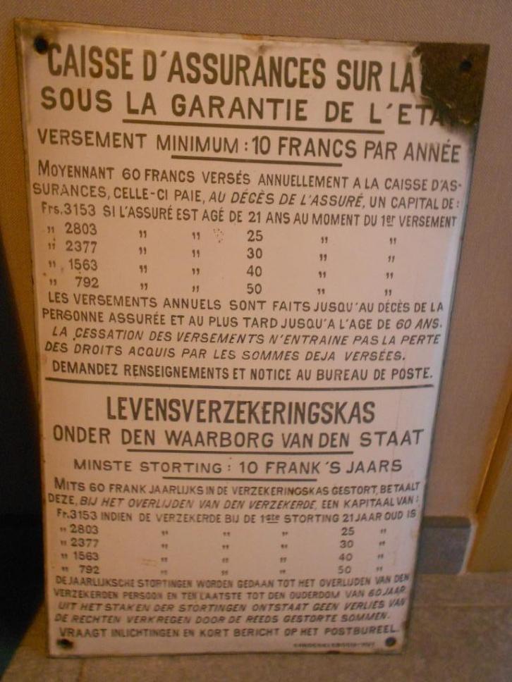 oud antiek email bord :LEVENSVERZEKERING, Antiek en Kunst, Curiosa en Brocante, Ophalen of Verzenden