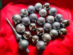 lot taupe grijze kerstballen kunststof kerst nieuwjaar, Diversen, Kerst, Ophalen of Verzenden, Zo goed als nieuw