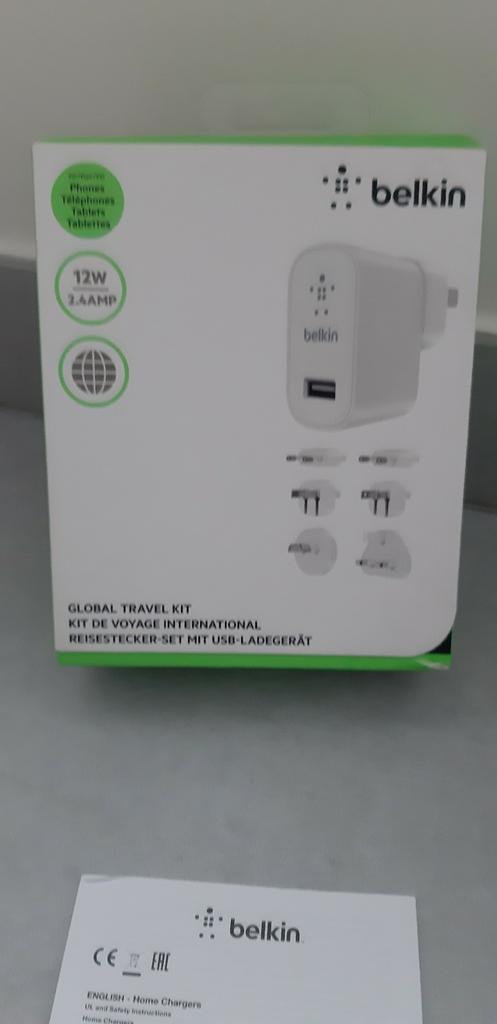 Belkin travel adapter, Telecommunicatie, Mobiele telefoons | Telefoon-opladers, Zo goed als nieuw, Ophalen