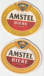 2 BIERKAARTEN  OVAAL   AMSTEL  ( kleur), Collections, Marques de bière, Sous-bock, Amstel, Envoi, Neuf