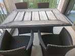 TE GEEF Tuintafel met 6 tuinstoelen en kussen, Tuin en Terras, Ophalen, Kunststof, Gebruikt, Eettafel