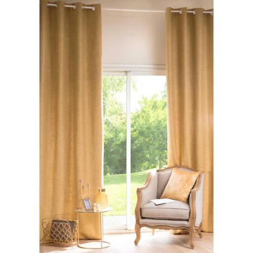 Currygele gordijnen met oogjes, Huis en Inrichting, Stoffering | Gordijnen en Lamellen, Nieuw, 200 cm of meer, 100 tot 150 cm