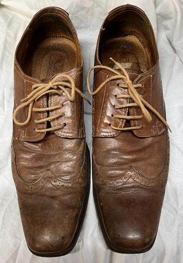 Chaussure à lacets élégante, cuir marron, taille 44, marque, Chaussures à lacets, Brun, Enlèvement, Porté