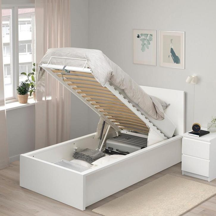 90x200cm Malm IKEA wit kofferbed zonder matras, Kinderen en Baby's, Kinderkamer | Bedden, Zo goed als nieuw, Matras, Ophalen