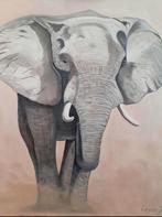 Mooi schilderij olifant 1 meter X 1 meter, Antiek en Kunst, Ophalen