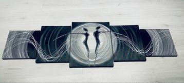 Abstracte kunst handgeschilderd 5-luik, Enlèvement