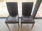 Set van 2 stoelen Houten poten met kunstleren zitting., Huis en Inrichting, Ophalen, Twee, Bruin, Hout