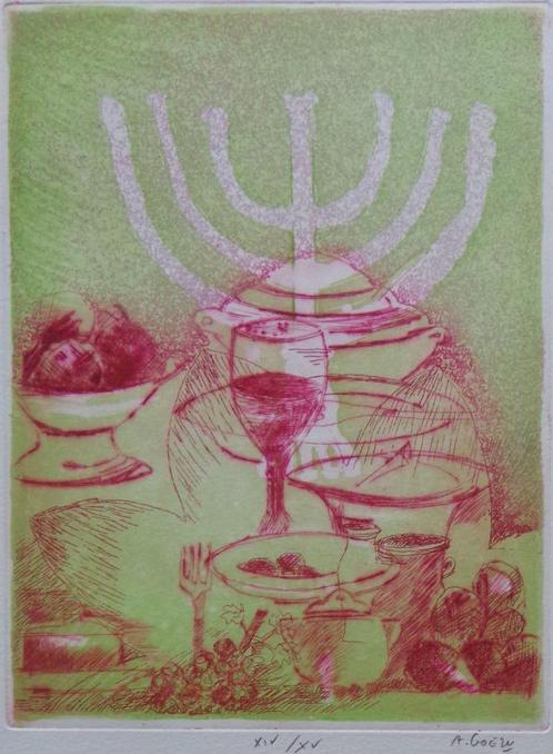 ANDRE GOEZU / PENTATEUCH / KLEURETS-AQUATINT / 33x25cm / SIG, Antiek en Kunst, Kunst | Litho's en Zeefdrukken, Ophalen of Verzenden