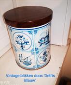 boîte en métal vintage 'Bleu de Delft', Collections, Boîte en métal, Utilisé, Enlèvement ou Envoi, Café, Van Nelle