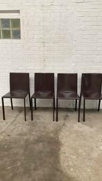 4 chaises en cuir, Gebruikt, Leer