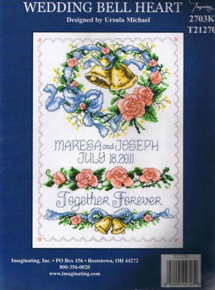 Borduurpakket Wedding Bell Heart, Hobby en Vrije tijd, Borduren en Borduurmachines, Nieuw, Borduurpakket, Verzenden