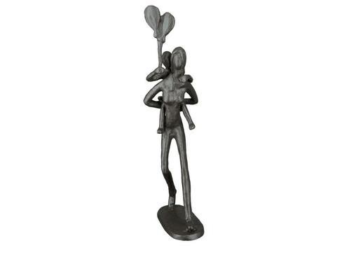 IJzeren standbeeld – Moeder en kind met ballon, Antiek en Kunst, Kunst | Designobjecten, Ophalen of Verzenden