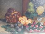Decoratief groot oud schilderij oileverf stilleven fruit, Antiek en Kunst, Ophalen of Verzenden