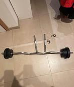 Barre EZ + poids, Sports & Fitness, Enlèvement ou Envoi, Comme neuf, Pectoraux, Haltère