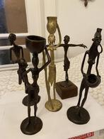 5 magnifiques sculptures africaines vintage en bronze, Bronze, Enlèvement