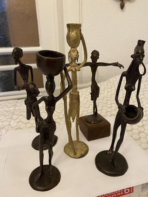 5 prachtige Bronze vintage afrikaanse sculpturen, Antiek en Kunst, Antiek | Brons en Koper, Brons, Ophalen of Verzenden