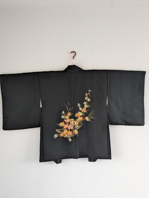 Japanse Haori (Kimonojasje)., Kleding | Dames, Jasjes, Kostuums en Pakken, Gedragen, Jasje, Zwart, Verzenden