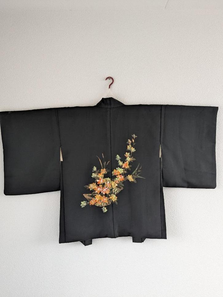 Japanse Haori (Kimonojasje)., Kleding | Dames, Jasjes, Kostuums en Pakken, Gedragen, Jasje, Zwart, Verzenden