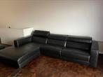 Zwart lederen zetel, Huis en Inrichting, Ophalen, Gebruikt, Leer