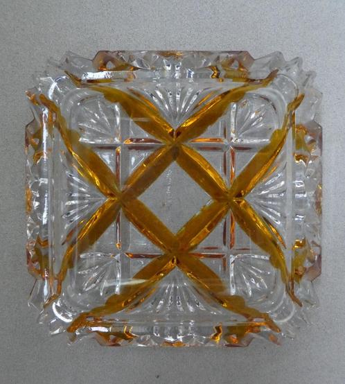 Vierkante asbak, 2-kleurig glas, Verzamelen, Retro, Huis en Inrichting, Ophalen of Verzenden