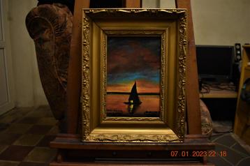 Sunset painting in a small boat, by joky kamo Original and u