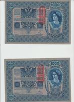 2 Bankbiljetten  1000 Kronen Vrouw, Deustschosterreich  1902, Setje, Oostenrijk, Verzenden
