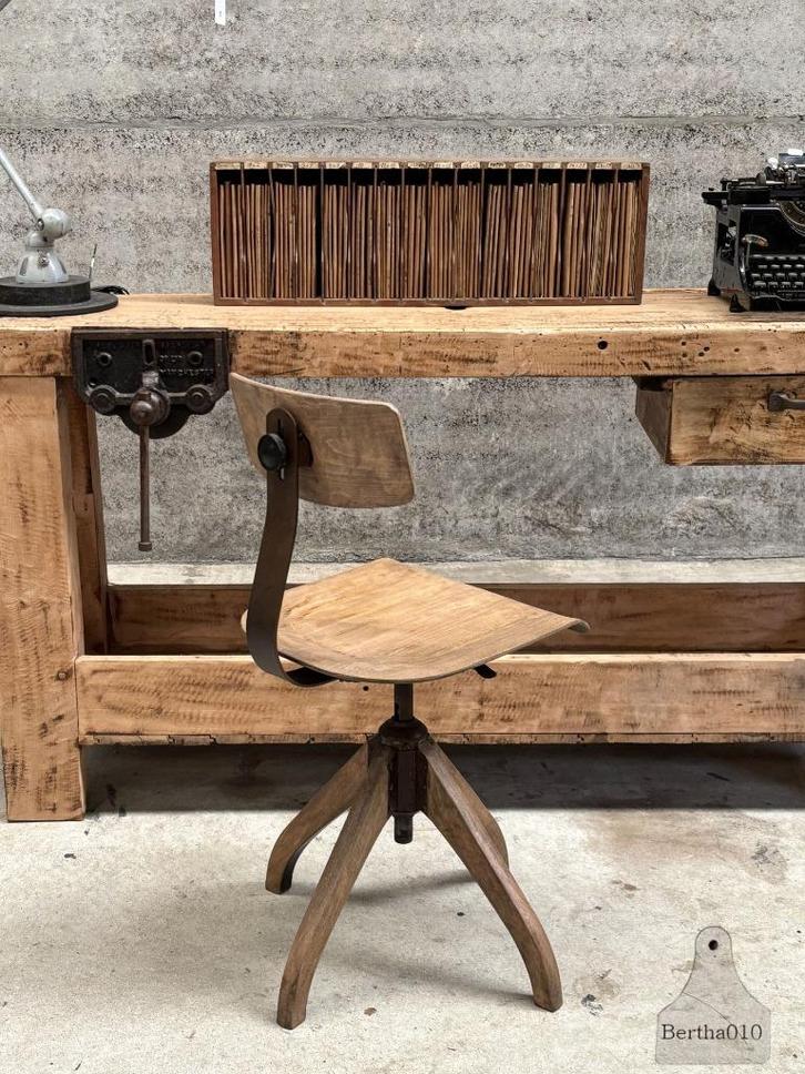 Oude Duitse bureaustoel Ama Elastik Nr. 350 ca. 1930–40, Huis en Inrichting, Stoelen, Zo goed als nieuw, Eén, Hout, Metaal, Overige kleuren