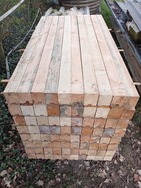 91 balkjes 9,5cm op 7,5cm en 150cm lang, Doe-het-zelf en Bouw, Hout en Planken, Zo goed als nieuw, Balk, Vuren, Minder dan 200 cm