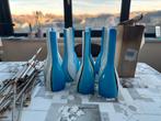 Vintage blauw-witte kroonluchter hanglamp, Ophalen, Gebruikt, Vintage, Glas