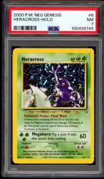 Heracross Holo PSA 7 - 6/111 - Neo Genesis 2000, Hobby en Vrije tijd, Verzamelkaartspellen | Pokémon, Verzenden, Zo goed als nieuw