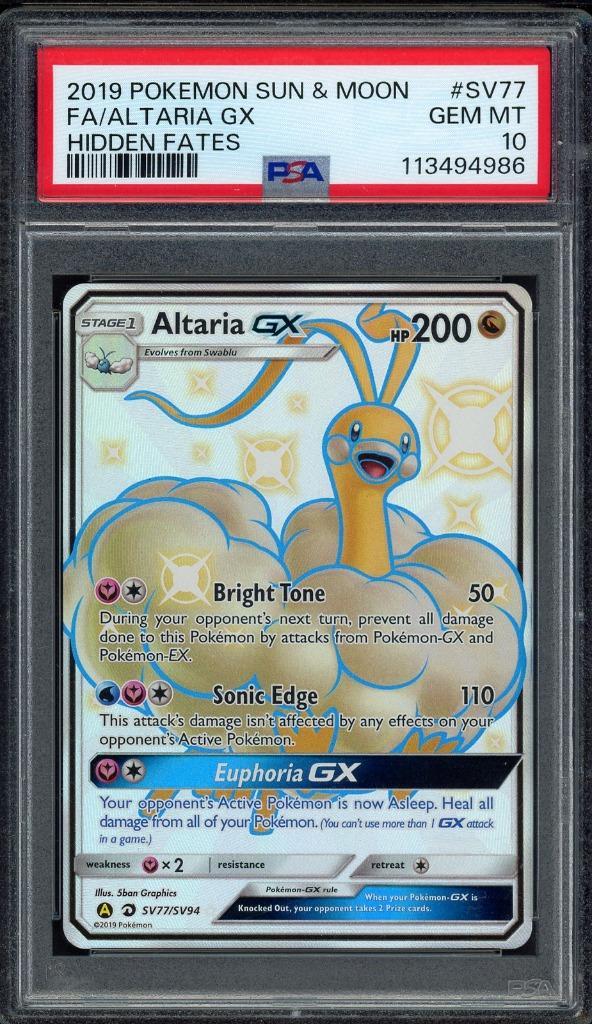 Altaria GX PSA 10 - SV77/SV94 - Sun & Moon - Hidden Fates, Hobby en Vrije tijd, Verzamelkaartspellen | Pokémon, Zo goed als nieuw
