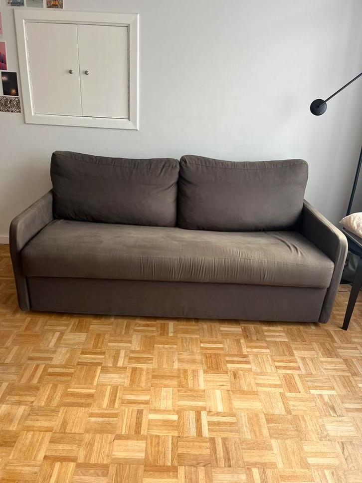 Slaapbank met opening voor 5 seconden, Huis en Inrichting, Slaapkamer | Slaapbanken, Gebruikt, 180 cm, 210 cm, Tweepersoons, Grijs