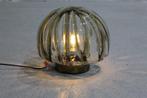 Vintage wandlamp, plafondlamp - messing, rookglas, Comme neuf, Métal, Vintage, Enlèvement ou Envoi