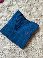 Ralph Lauren kabeltrui cable knit V-hals (XS), Kleding | Dames, Ophalen of Verzenden, Zo goed als nieuw, Blauw