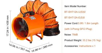vevor bouw ventilator nieuw in doos, Enlèvement ou Envoi, Neuf, Ventilateur de sol