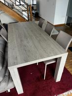 Moderne Eettafel met 6 Leren Stoelen, Huis en Inrichting, Ophalen, Vierkant, 50 tot 100 cm, Zo goed als nieuw