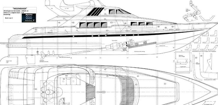 Bouwplan Megajacht Moonraker in 2 formaten, Hobby en Vrije tijd, Modelbouw | Boten en Schepen, Nieuw, Verzenden