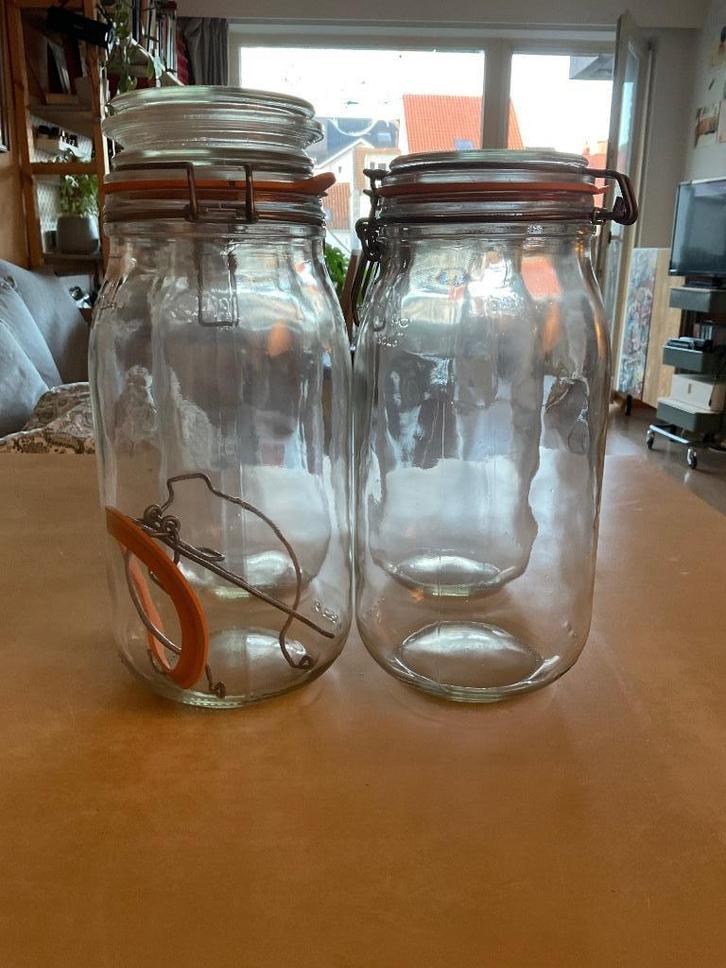 Glazen voorraad potten Le Parfait, Huis en Inrichting, Keuken | Tupperware, Zo goed als nieuw, Bus of Trommel, Ophalen