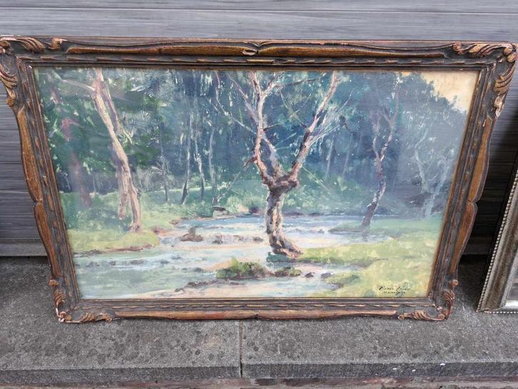 huile sur papier monotype signe renee prinz, Antiek en Kunst, Kunst | Schilderijen | Klassiek, Ophalen of Verzenden