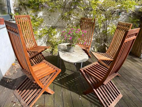 5 Ventura wooden chairs, Jardin & Terrasse, Chaises de jardin, Utilisé, Bois, Enlèvement