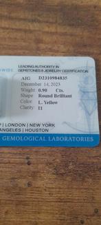Prachtige originele nieuwe gele diamant van 0,90 karaat, Handtassen en Accessoires, Edelstenen, Ophalen of Verzenden