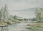 Guillaume Vogels (1836-1896): Rivierlandschap (41 x 34 cm), Ophalen of Verzenden