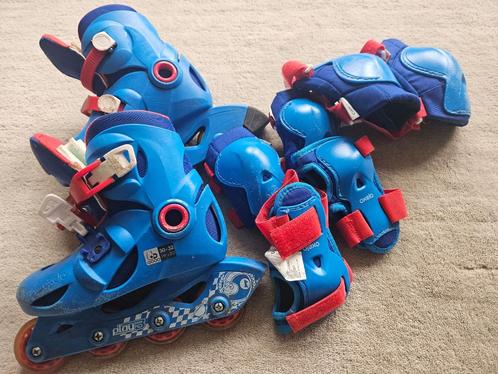 decathlon skeelers kind 30/32 + beschermset, Sport en Fitness, Skeelers, Gebruikt, Inline skates 4 wielen, Overige merken, Kinderen
