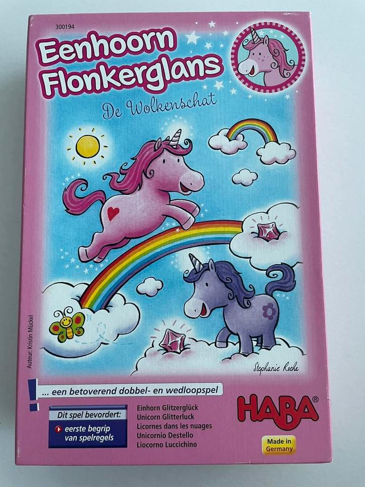 Haba gezelschapsspel Eenhoorn fonkelglans 3+, Hobby en Vrije tijd, Gezelschapsspellen | Bordspellen, Zo goed als nieuw, Ophalen of Verzenden