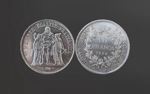 4 x zilveren muntstuk 10 Franc (Frankrijk) 1966, Postzegels en Munten, Munten | Europa | Niet-Euromunten, Losse munt, Frankrijk