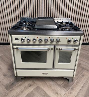 Magnifique Boretti Majestic Crème 100cm Gaz/Electro + Frytop, Electroménager, Gaz, Comme neuf, 90 à 95 cm, 5 zones de cuisson ou plus